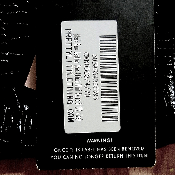 BLACK FAUX LEATHER CROC EFFECT MINI SKIRT - Picture 5 of 5